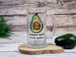 ספל בירה זכוכית שקופה עם הדפסה בעיצוב אישי