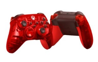 בקר משחק אלחוטי Microsoft Xbox Pulse Cipher Special Edition – שני מבטים של בקר אדום שקוף, קדמי