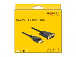 כבל מסך פסיבי Delock Passive DisplayPort 1.2 to DVI 24+1 Cable 4K 30 Hz 2 m