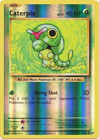 קלף פוקימון סינגל Caterpie - 3/108 - Common Reverse Holo