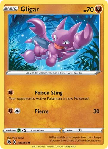 קלף בודד single פוקימון - gligar - Fusion Strike - 140/264