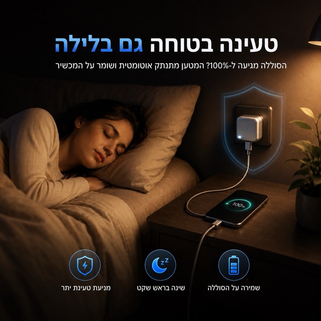 טעינה בלילה עם ChargerPro Type-C