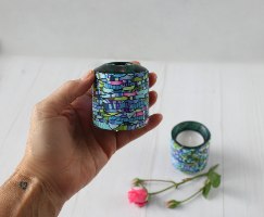 זוג פמוטים דו צדדיים בגווני טורקיז, ירוק, סגול וורוד
