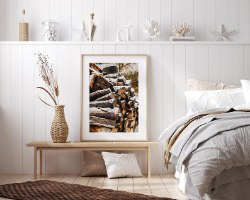 תמונת קנבס הדפס של בולי עץ "Warm Winter" |בודדת או לשילוב בקיר גלריה | תמונות לבית ולמשרד