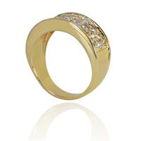 טבעת זהב 14 קרט מעוצבת שלוש שורות ביהלומים 0.85 קראט