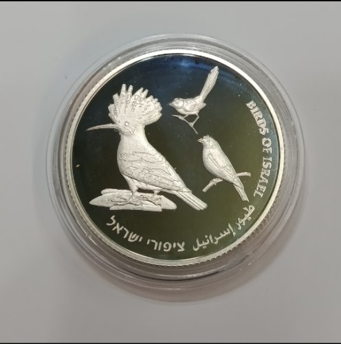 מטבע ציפורי ישראל -התשס"ט, שנת 2009, מטבע כסף/925, 38.7 מ"מ, קשוט, 28.8 גרם, 2 שקלים חדשים ערך נקוב