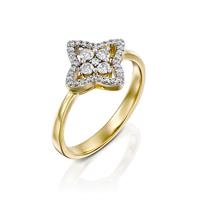 טבעת ניצני התרגשות משובצת יהלומים בזהב לבן או צהוב 14 קראט