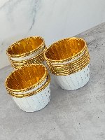 עטרות קאפקייק לאפייה קטן - זהב מטאלי עם לבן