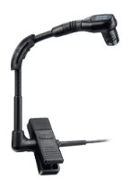 מיקרופון קונדנסר אלחוטי מקצועי לכלי נגינה Shure WB98H/C – פריט בודד של מיקרופון שחור עם זרוע גמישה