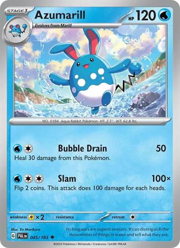 קלף בודד single פוקימון - azumarill - Paldea Evolved - 045/193