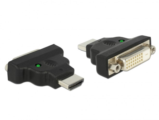 מתאם פסיבי  Delock Passive Adapter HDMI Male To DVI 24+1 Pin Female with LED