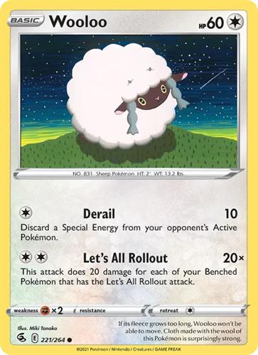 קלף בודד single פוקימון - wooloo - Fusion Strike - 221/264