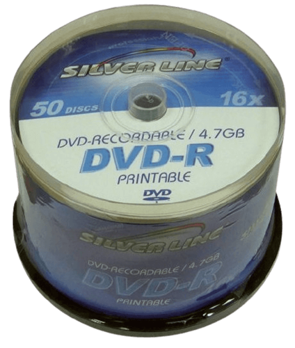 סט של 50 דיסקים PRINTABLEX16-R DVD-R/+R 4.7GB X16 מבית Silver Line