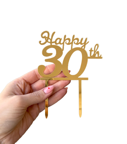 טופר אקריל זהב Happy birthday 30