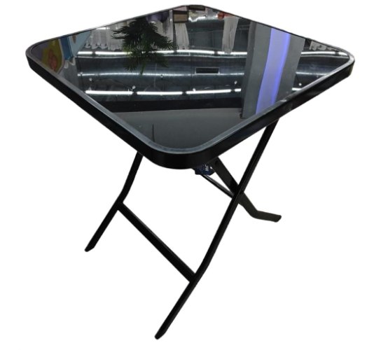 שולחן מתקפל ריבוע זכוכית שחורה 60 ס"מ.