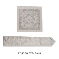 טלית מופת לחתנים – פסים כסופים ורקמת כתר | מידה 60