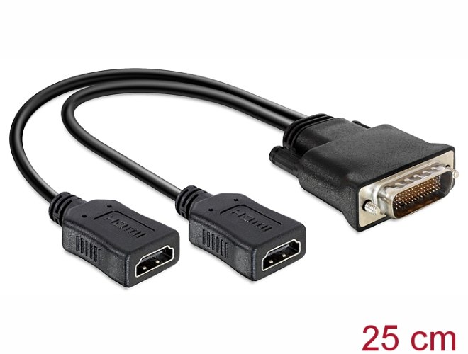 כבל מתאם פסיבי  Delock Passive DMS-59 Adapter male to HDMI  X 2 female