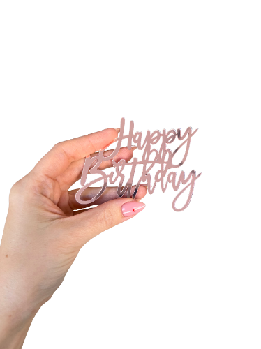 טופר אקריל רוז גולד happy birthday