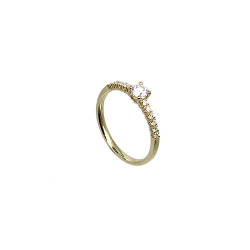 טבעת אירוסין זהב צהוב 14K יהלום מרכזי ויהלומים קטנים MY09160195210