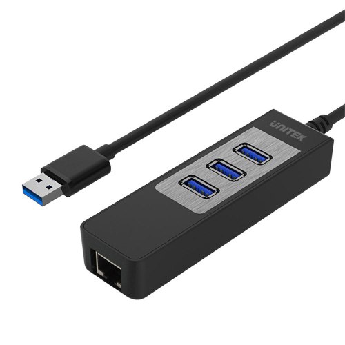 מפצל USB 3.0 עם כניסת רשת UNITEK HUB 3 PORT USB3.0 + GIGABIT LAN