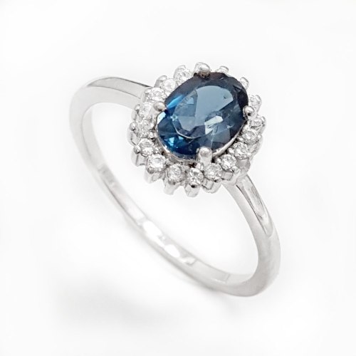 טבעת מכסף משובצת אבן טופז כחולה  ואבני זרקון RG1838 | תכשיטי כסף 925 | טבעות כסף