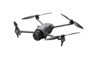 רחפן DJI Mavic 4 Pro (DJI RC 2) – מכשיר אפור עם ארבעה פרופלורים בעלי קצוות כתומים ומצלמה קדמית על רקע לבן USB-C