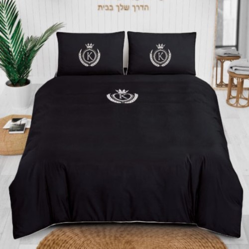 סט מצעים 100% כותנה בשילוב  פייפינג רקום - מגוון  מידות לבחירה