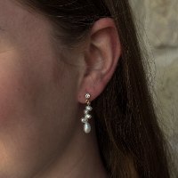 עגילי מפל| עגיל פנינים | ציפוי זהב 2 מקרון