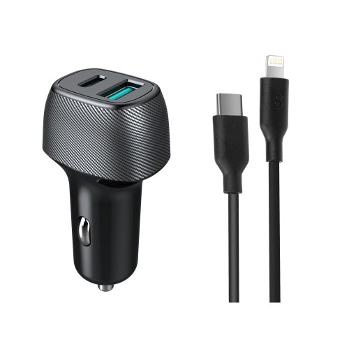 מטען מהיר לשקע המצת ברכב  QC18W + PD25W כולל כבל - Miracase iPhone to C