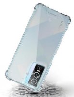 כיסוי שקוף עבור Miracase Vivo Y76 – פריט בודד שקוף מגן על טלפון סלולרי המוצג נופל על רקע מרוסק