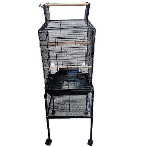 כלוב האכלת יד בצבע שחור כולל עגלה 39X39.5 ס"מ