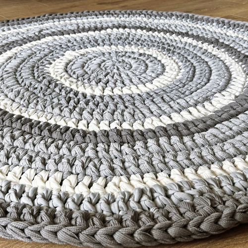 שטיח עגול לחדר ילדים עיצוב נורדי גווני אפור