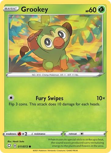 קלף בודד single פוקימון - grookey - Shining Fates - 011/072