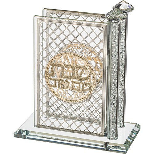 מעמד לגפרורים קריסטל עם פלקטות "עיטורים" 12X12 ס"מ