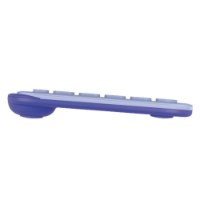 מקלדת אלחוטית צבע לילך Logitech Pop Icon Keys – פריט בודד בצבע לילך נראה במבט צד עם מקשים שטוחים על רקע לבן