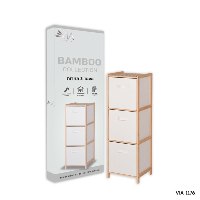 מעמד אחסון 3 מגירות מעץ במבוק עם מדף עליון - דגם BAMBOO