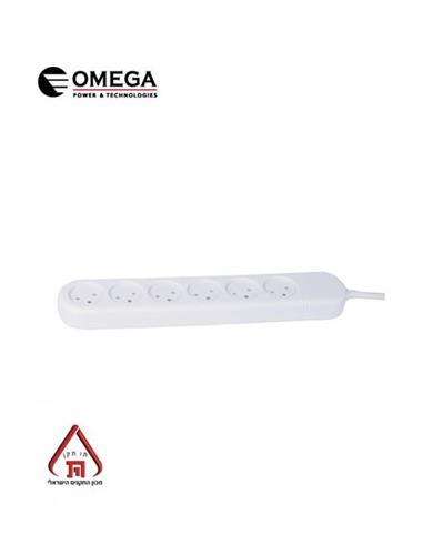רב שקע 6 שקעים וכבל באורך עד 1 מטר דגם OMEGA OM-Q-06-1M