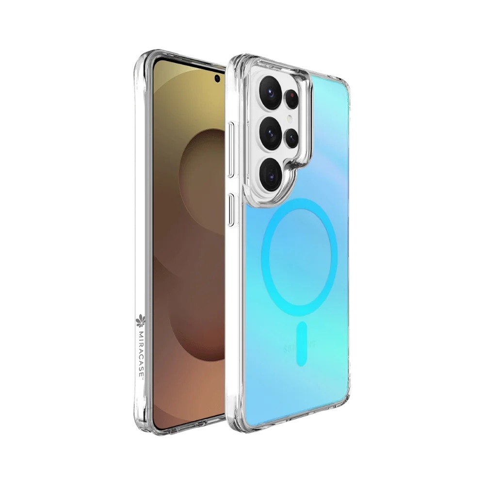 כיסוי כחול עבור Miracase Mirachrome Samsung 26 Ultra – פריט בודד כיסוי שקוף לטלפון עם טבעת טעינה אלחוטית כחולה