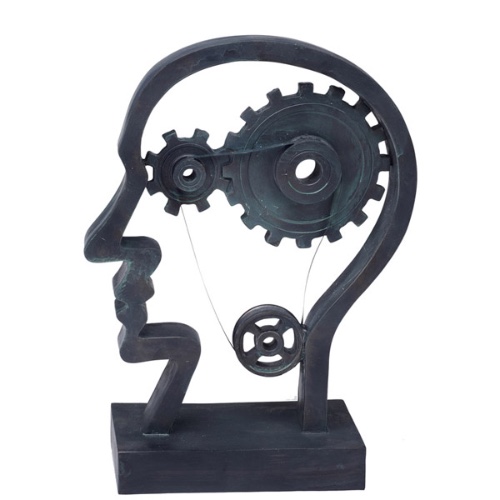 פסל אומנותי "גלגלי המוח וראש האדם"