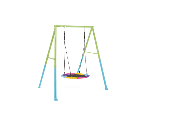 נדנדת מושב צלחת צבעונית לחצר לילדים| 201X235X200 ס"מ| מקט 44111| INTEX| קפיץ קפוץ