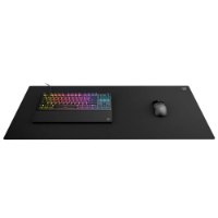 משטח גיימינג Turtle Beach Sense Core Xxl – משטח שחור גדול עם מקלדת מוארת ועכבר אפור מונחים עליו
