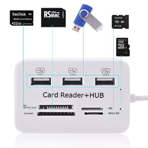 מפצל USB 3.0 וקורא כרטיסים TF/SD/MS/M2