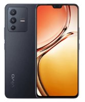 סמארטפון VIVO V23 5G 12GB+256GB – מכשיר אפור כהה מוצג בזווית עם מסך מואר וגב הכולל מצלמות Bluetooth