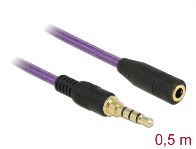 כבל מאריך אודיו Delock Extension Klinken Kabel Stereo Jack Cable 3.5 mm 4 pin 0.5 m