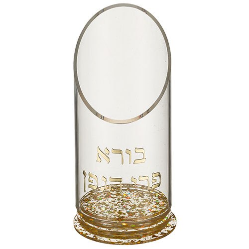 מעמד לבקבוק יין מאקריליק עם אותיות בולטות נצנץ  זהב