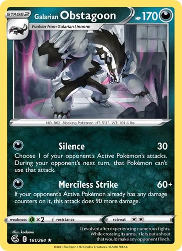 קלף בודד single פוקימון - galarian obstagoon - Fusion Strike - 161/264