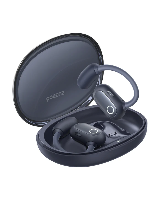 אוזניות ספורט אוזן-פתוחה אלחוטיות +Shokz OPENFIT 2 – שני פריטים בצבע לבן-אפור בהיר עם לוגו Shokz על רקע לבן USB-C