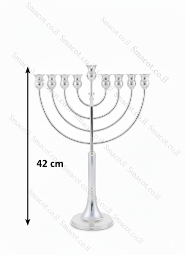 חנוכיה טבולה בכסף  דגם חלק קשת עגול - M - מורשת