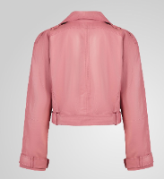 AMAPELLE - ROMIE CROPPED TRENCH BIKER מעיל עור ורוד