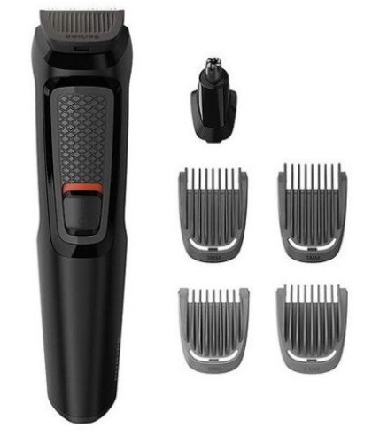 מכונת תספורת אלחוטית נטענת Philips Multigroom MG3710 - שש פעולות לטיפוח שיער הפנים והראש כלל טרימר
